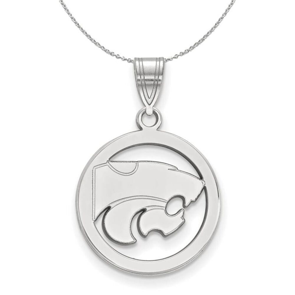 Sterling Silver Kansas State Small Circle Necklace - 24 Inch